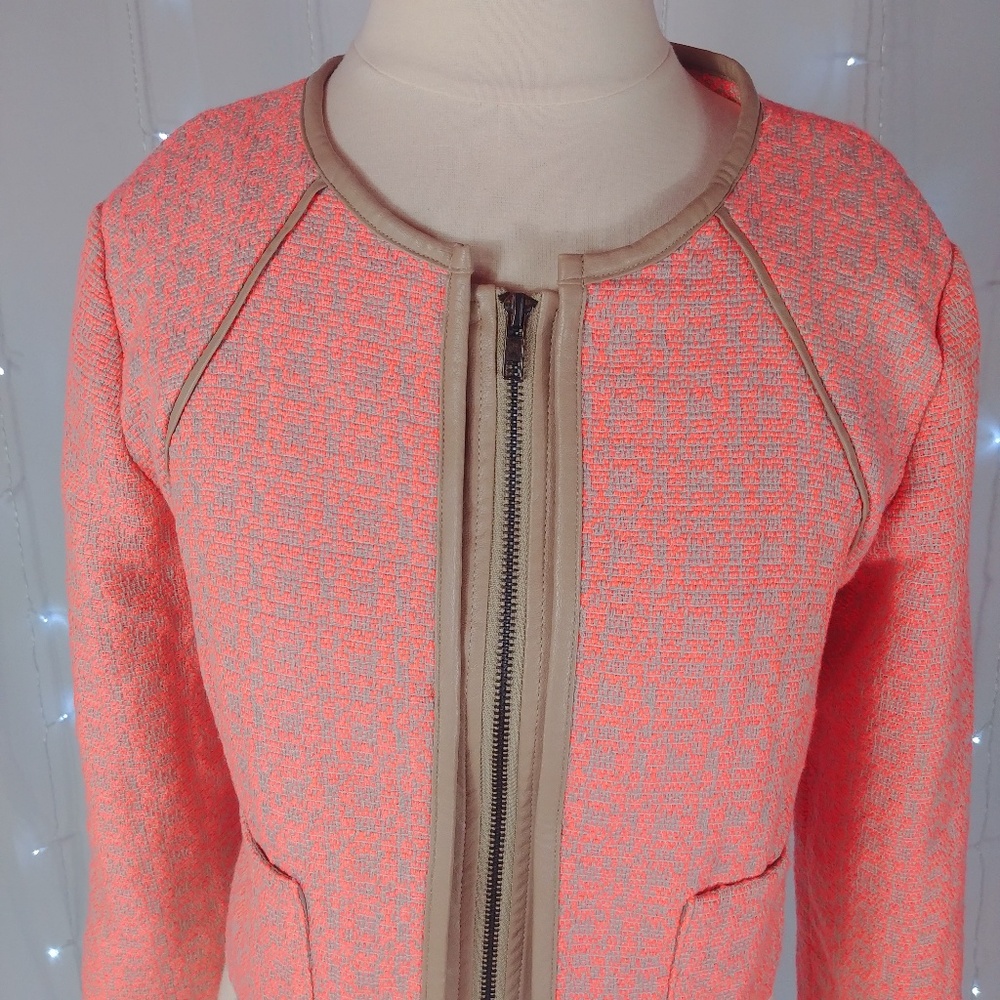 Best Society Bright Coral Pink Cropped Jacket - Picture 2 of 6
